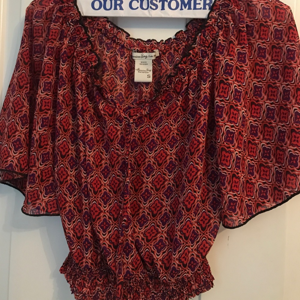 American Rag Printed Cropped Blouse